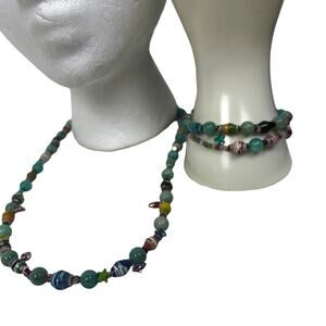 HANDMADE  3 Piece Amazonite Jewelry Set Necklace 2 Bracelets